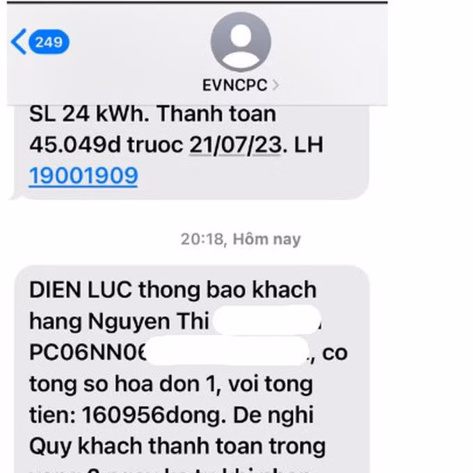 Qua kiểm tra, Điện lực miền Trung xác nhận đây là tin nhắn giả (Ảnh: EVNCPC).