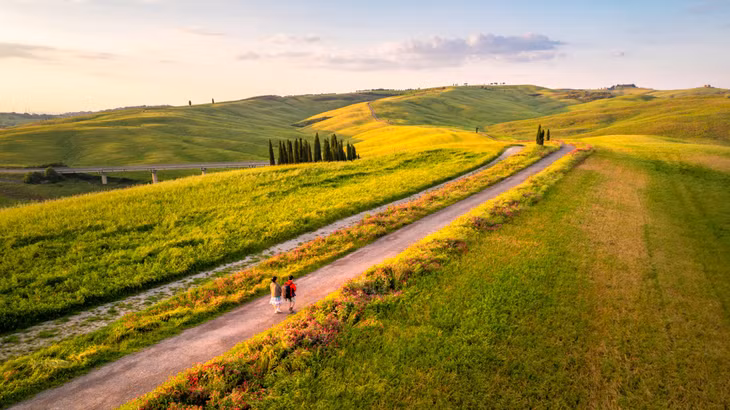 Mỗi mùa trong năm hay mỗi thời điểm trong ngày, Val D'Orcia đều mang những vẻ đẹp riêng. Bên cạnh những khu đồi trải dài, những lâu đài thời trung cổ, những ngôi làng hay thị trấn cổ, vườn nho Chianti góp phần không nhỏ để tạo nên cảnh quan đặc sắc tại Val d'Orcia.