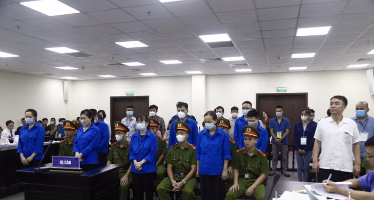 Các bị cáo tại phiên tòa.