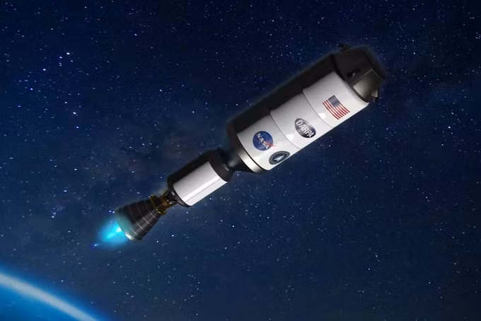 Ảnh minh họa về tàu vũ trụ sử dụng động cơ tên lửa nhiệt hạt nhân của NASA (Ảnh: DARPA).