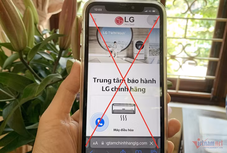 Tổng đài của LG Việt Nam xác nhận không có website trung tâm bảo hành và mọi yêu cầu sửa chữa, bảo hành đều thông qua một số chăm sóc khách hàng duy nhất. (Ảnh: Lê Hiền)