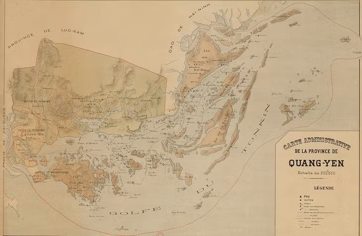 Bản đồ tỉnh Quảng Yên năm 1890. Ảnh tư liệu