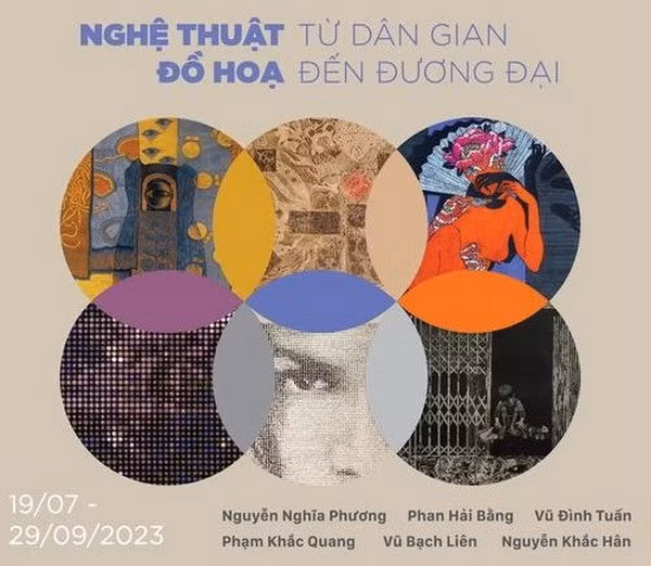 Triển lãm giới thiệu các tác phẩm thể hiện những điểm chạm giữa nghệ thuật dân gian và đương đại của 6 họa sỹ. (Ảnh: BTC)