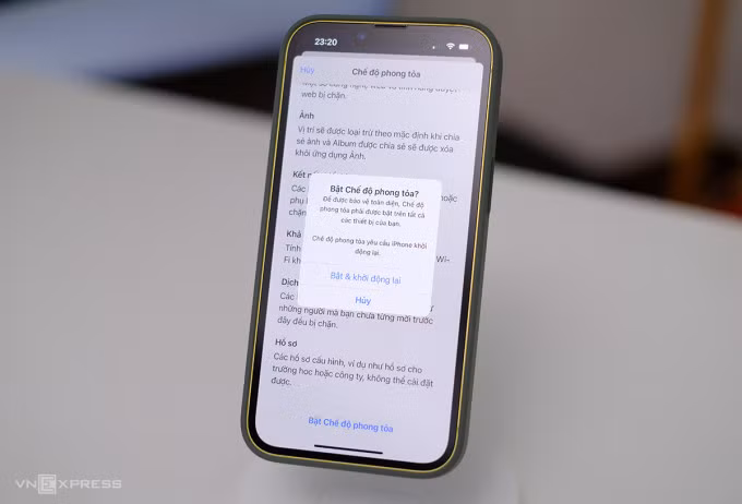 Chế độ Phong tỏa (Lockdown) trên iOS 17. Ảnh: Tuấn Hưng