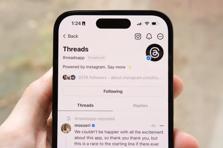 Threads đạt tăng trưởng nhanh chóng sau khi ra mắt ngày 6/7. (Ảnh: Digital Trends)
