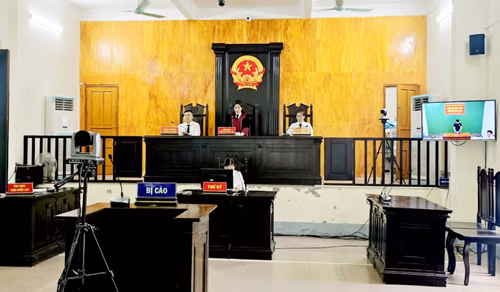 TAND TP Móng Cái xét xử trực tuyến tội phạm liên quan đến ma túy. Ảnh: Hải Ninh (Trung tâm TT-VH Móng Cái)
