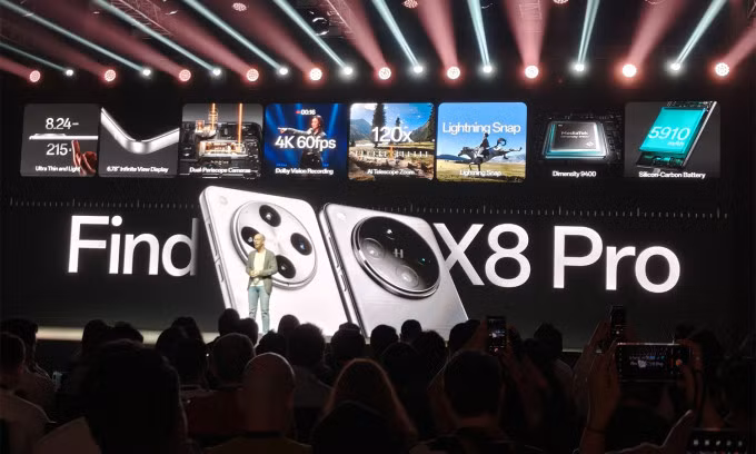 Oppo Find X8 Pro có thiết kế mỏng nhẹ, màn hình cong bốn cạnh và camera zoom quang 6x.