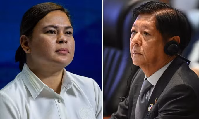 Phó Tổng thống Philippines Sara Duterte (trái) và Tổng thống Ferdinand Marcos Jr. Ảnh: CNN