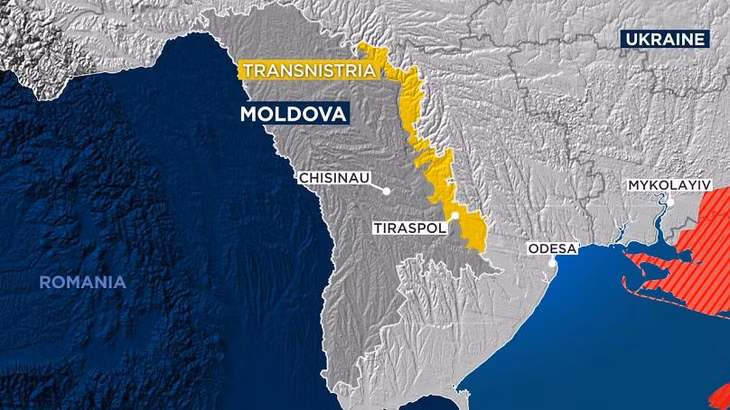 Vùng Transnistria (màu vàng). Ảnh: Euronews.com