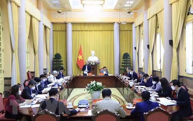 Chu tich nuoc lam viec voi To Bien tap De an Nha nuoc phap quyen hinh anh 1