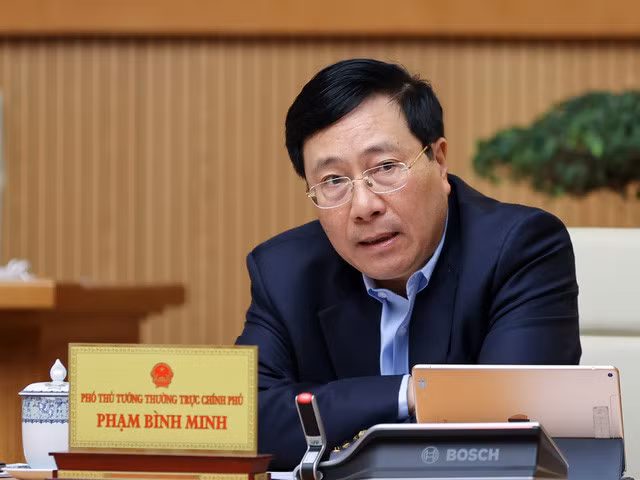 Phó Thủ tướng Thường trực Phạm Bình Minh phát biểu tại phiên họp - Ảnh: VGP/Nhật Bắc