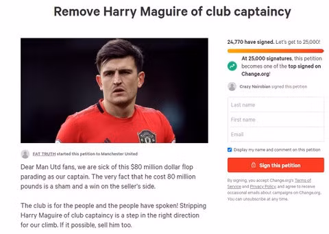 CĐV Man United hết kiên nhẫn với Maguire.