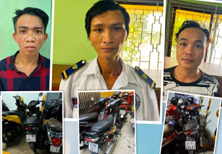 Ba đối tượng và tang vật các vụ trộm được thu hồi.