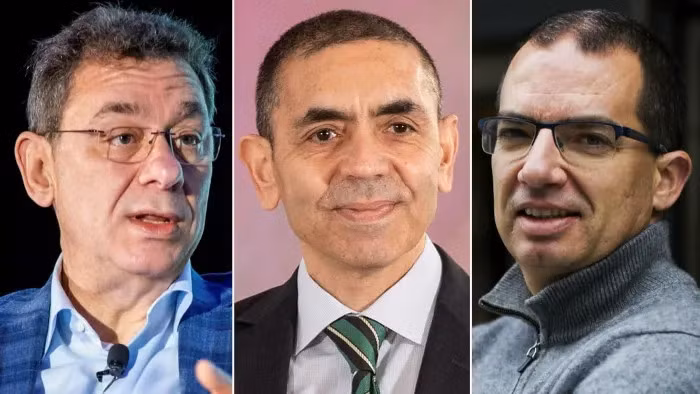 (Từ trái sang phải) CEO Albert Bourla của Pfizer, Ugur Sahin của BioNTech và Stéphane Bancel của Moderna (Ảnh: Bloomberg)