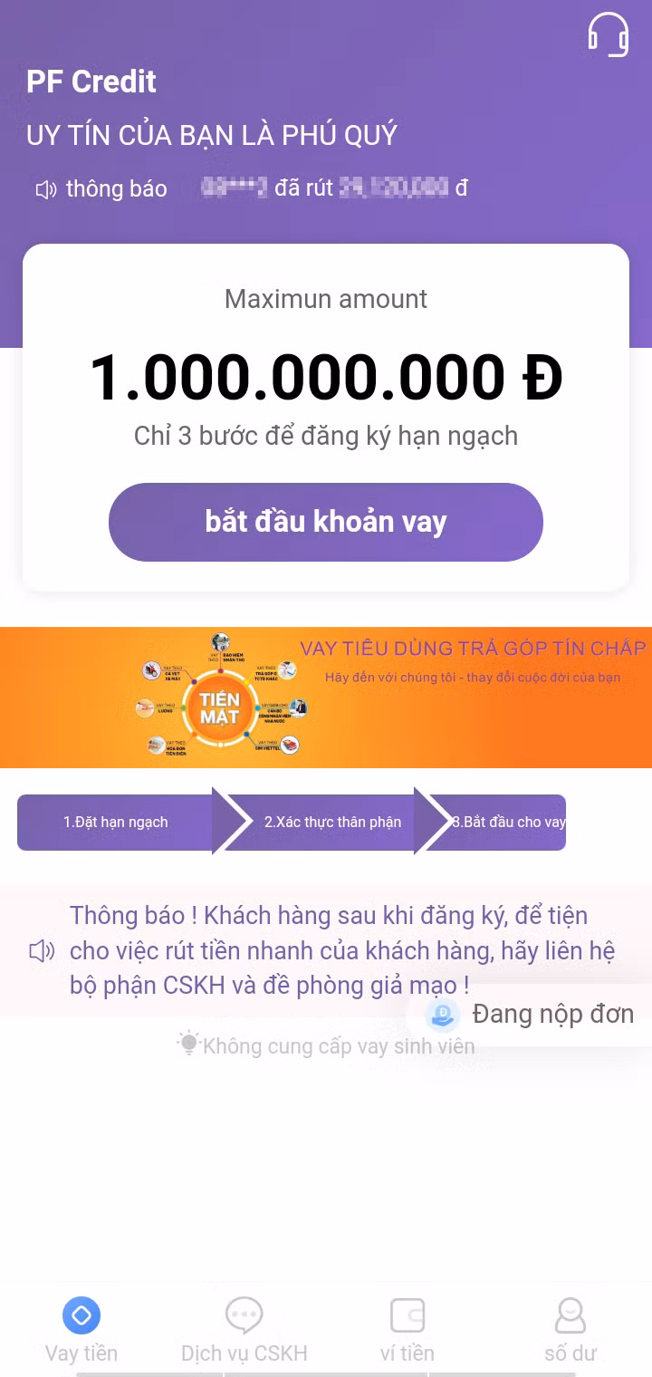 Một ứng dụng cho vay lừa đảo mà khách hàng tại Quảng Ninh đã "sập bẫy".