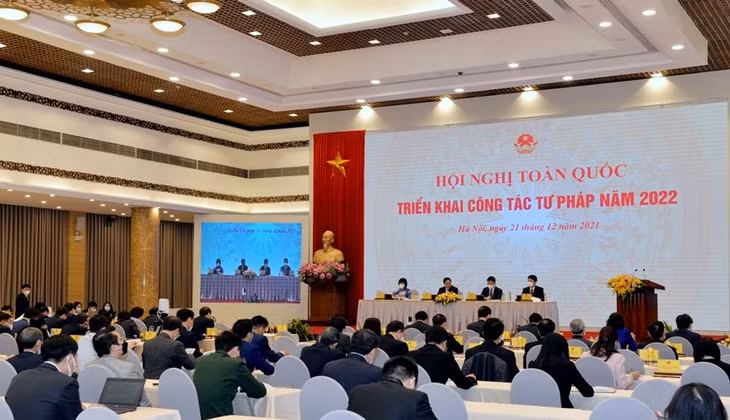 Quang cảnh hội nghị tại điểm cầu Trung ương.