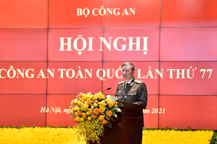 Bộ trưởng Bộ Công an Tô Lâm phát biểu tại Hội nghị - Ảnh: VGP/Nhật Bắc