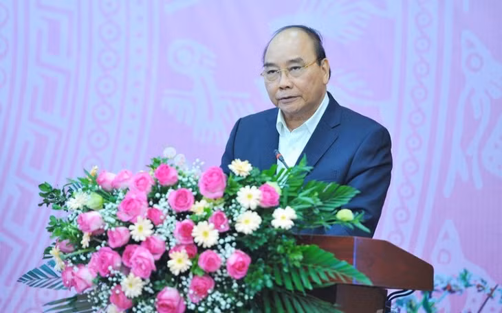 Chủ tịch nước Nguyễn Xuân Phúc phát biểu tại Hội nghị. (Ảnh: Minh Đức/TTXVN)