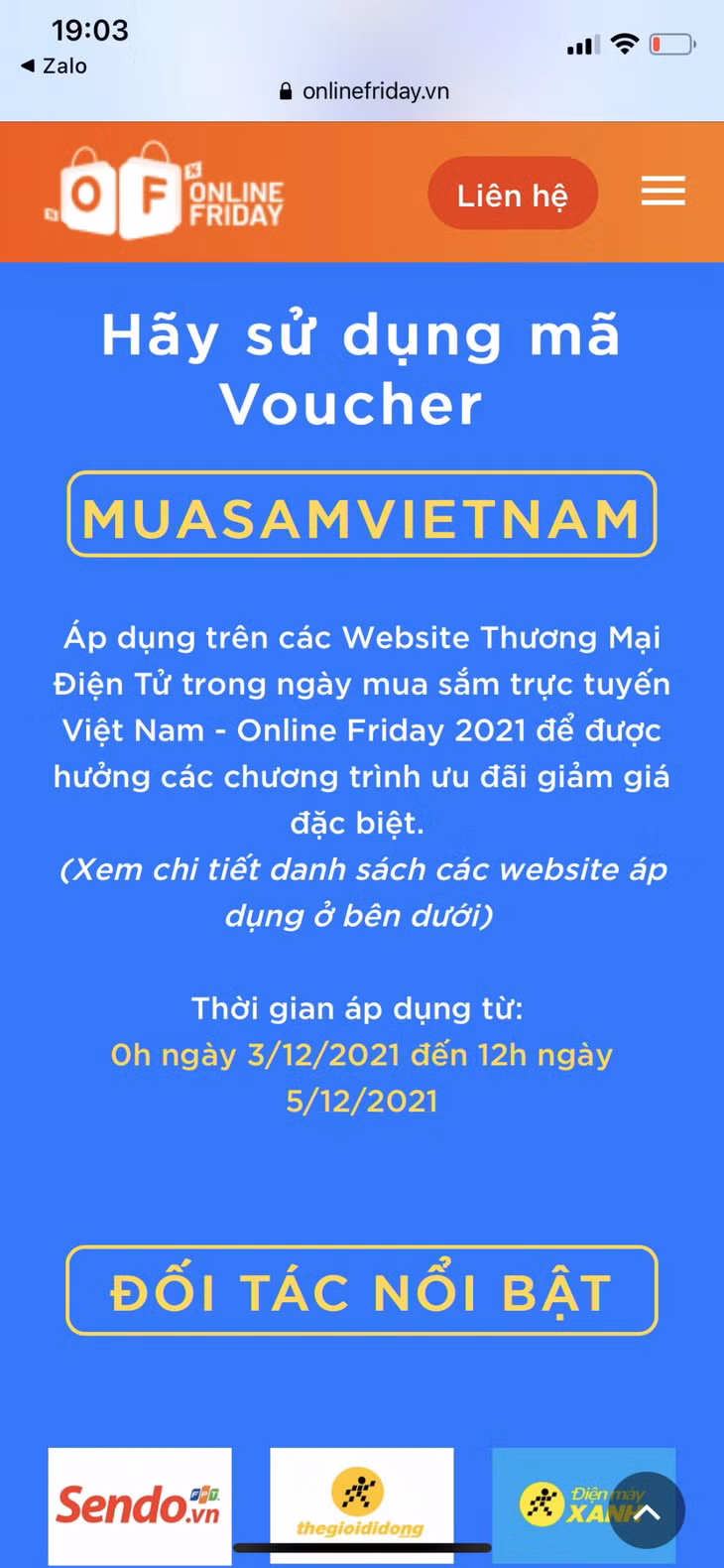 Website chương trình “Ngày mua sắm trực tuyến - Online Friday 2021”.