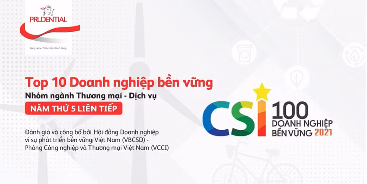 Prudential Việt Nam vinh danh trong Top 10 Doanh nghiệp bền vững năm thứ 5 liên tiếp.