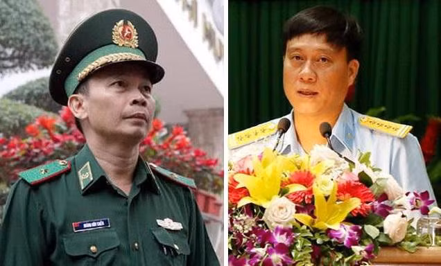 Thiếu tướng Hoàng Hữu Chiến (ảnh trái); Đại tá Bùi Đức Hiền