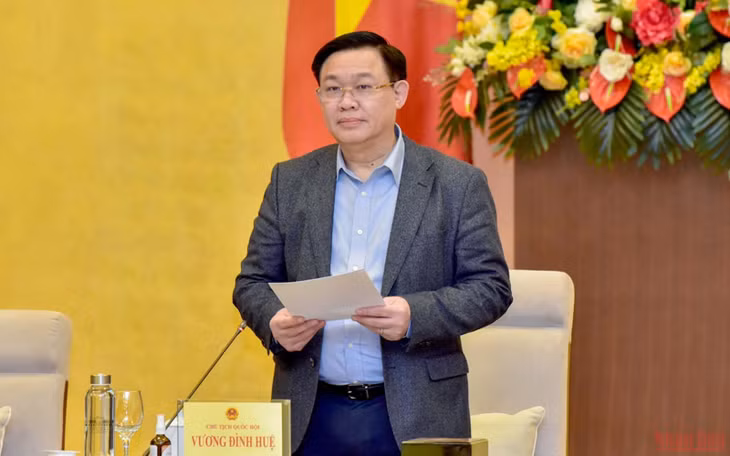 Chủ tịch Quốc hội Vương Đình Huệ phát biểu ý kiến tại phiên họp. (Ảnh: Đăng Anh)