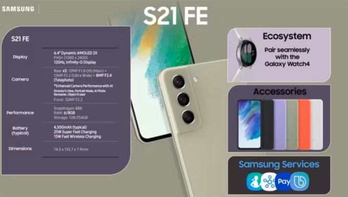 Cấu hình được co là của Samsung Galaxy S21 FE. Ảnh: PhoneArena