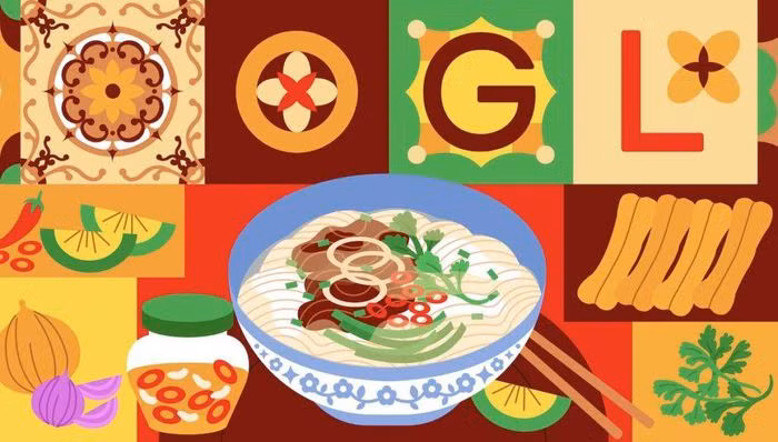 Google Doodle hôm nay tôn vinh phở Việt Nam. (Ảnh: Google Doodle)