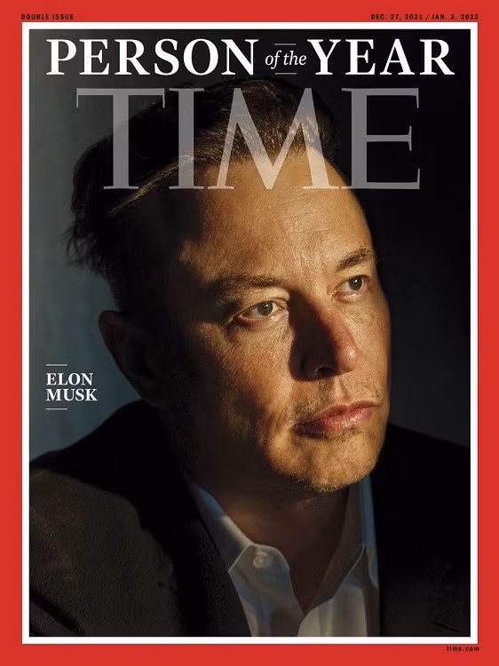 Hình ảnh Musk trên trang bìa tạp chí Time được công bố hôm nay. Ảnh: Time.