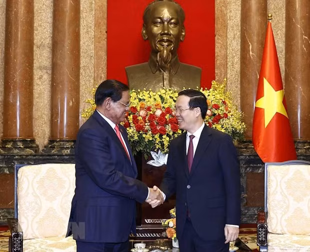 Chu tich nuoc Vo Van Thuong tiep Pho Thu tuong Campuchia hinh anh 2