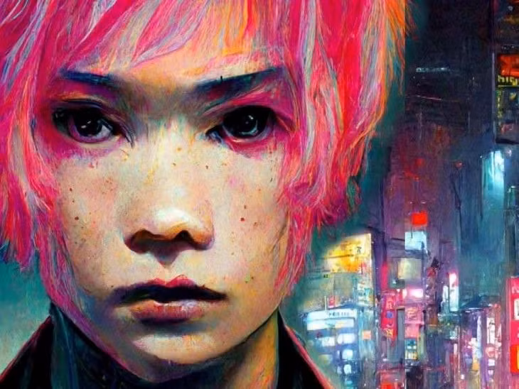 Hình ảnh trong truyện Cyberpunk: Peach John do AI sản xuất. Ảnh: Shinchosha.