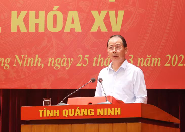 Đồng chí Nguyễn Thanh Hải, Tổng Giám đốc Tập đoàn CN Than và Khoáng sản Việt Nam, phát biểu tại hội nghị.