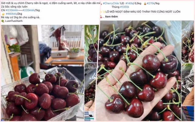 Cherry giá rẻ được rao bán đầy chợ mạng.