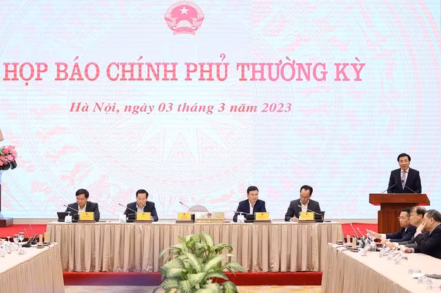 Buổi họp báo Chính phủ thường kỳ tháng 2/2023 - Ảnh: VGP/Nhật Bắc