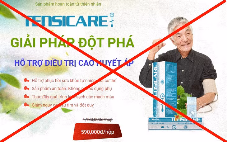 Tensicare bị Cục An toàn thực phẩm phát cảnh báo vi phạm. Ảnh: Chụp màn hình
