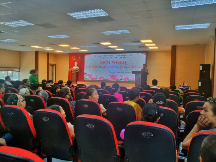 Phường Quang Trung tổ chức hội nghị tuyên truyền phổ biến Luật An ninh mạng. Ảnh: Cơ sở cung cấp