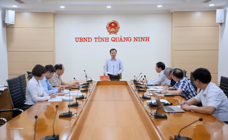 Đồng chí Cao Tường Huy, Quyền Chủ tịch UBND tỉnh chủ trì và phát biểu kết luận cuộc họp.