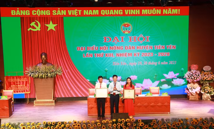 Lãnh đạo Hội Nông dân tỉnh khen thưởng cho các tập thể, cá nhân có thành tích xuất sắc trong công tác Hội và phong trào nông dân huyện Tiên Yên nhiệm kỳ 2018-2023