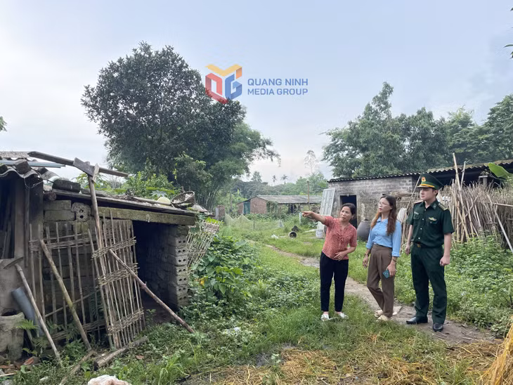 Chuồng lợn cũ ngay sát nhà của gia đình chị Nguyễn Thị Sĩ (ngoài cùng bên trái) (xã Quảng Sơn, huyện Hải Hà).