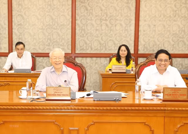 Tổng Bí thư Nguyễn Phú Trọng chủ trì cuộc họp - Ảnh: TTXVN