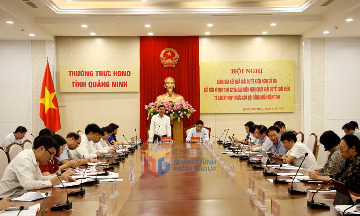 Đồng chí Lê Văn Ánh, Phó Chủ tịch HĐND tỉnh, phát biểu tại hội nghị.