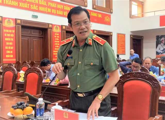 Thiếu tướng Lê Vinh Quy, Giám đốc Công an tỉnh Đắk Lắk thông tin vụ việc tại buổi gặp mặt báo chí sáng 20/6 - Ảnh: Báo CAND