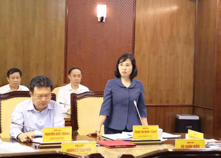 Đồng chí Trịnh Thị Minh Thanh, Phó Bí thư Thường trực Tỉnh ủy, phát biểu tại hội nghị.