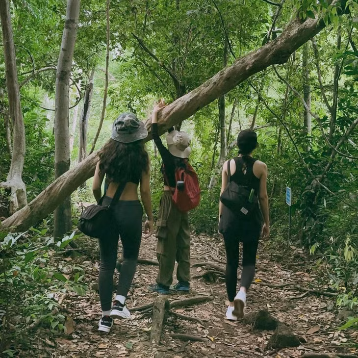Du khách cần chuẩn bị vật dụng cần thiết khi trekking xuyên rừng. Ảnh: Kiều My.