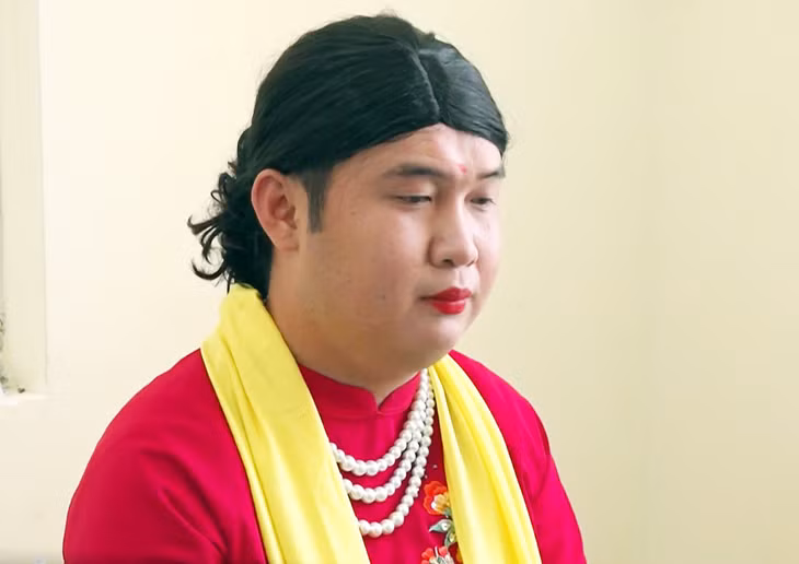 Lê Đại Vũ tại cơ quan công an. Ảnh: Hoàng Giang