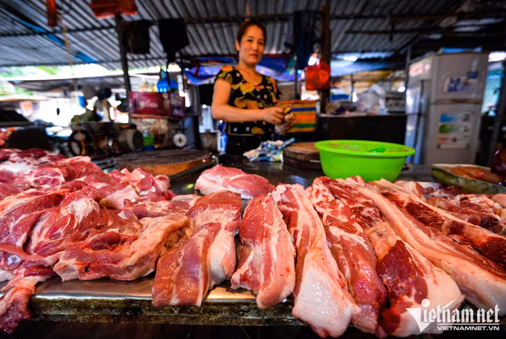 Người tiêu dùng không nên chọn các loại thịt lợn có lớp mỡ mỏng. Ảnh: Hoàng Hà.