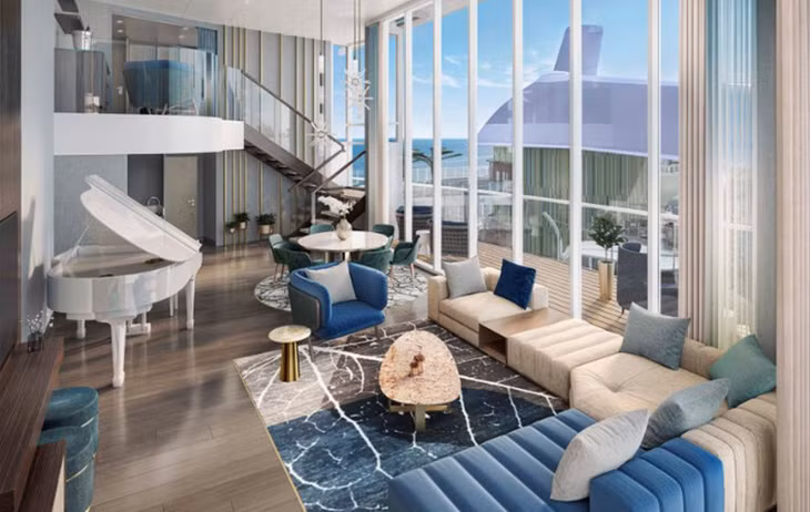 Ảnh 3D mô tả một khu vực công cộng trên tàu. Ảnh: Royal Caribbean International