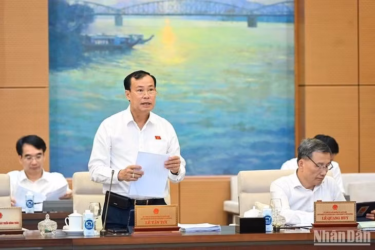 Chủ nhiệm Ủy ban Quốc phòng và An ninh Lê Tấn Tới phát biểu tại phiên họp. (Ảnh: DUY LINH)