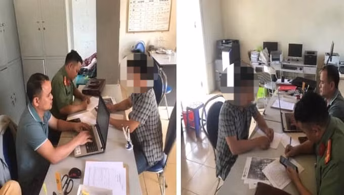 T.L.S. tại cơ quan công an (Ảnh: Công an Lai Châu).