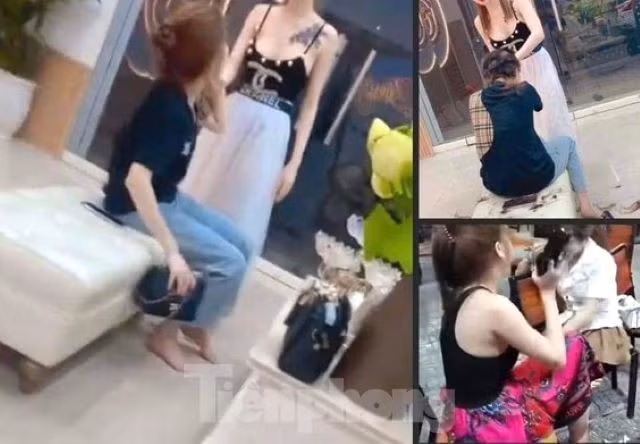 Cô gái bị đánh ghen hai lần (Ảnh cắt từ clip)